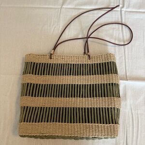 Inge sport Stylish Tan and Green Women's Tote Bag